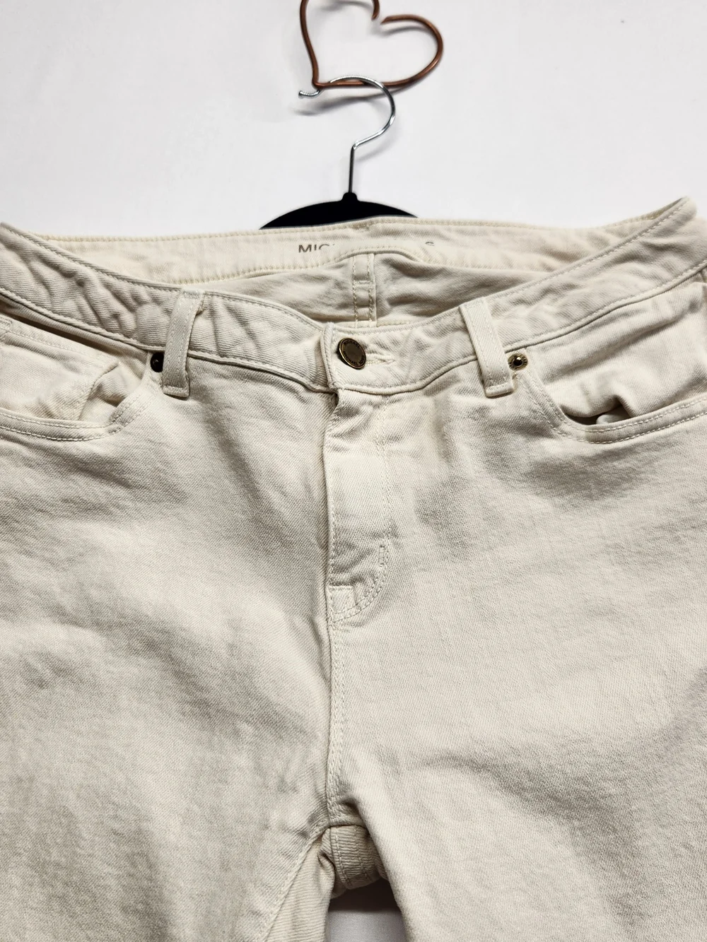 ⭐️Michael Kors Ecru Cream Straight Leg Crop Jeans Size 8 Comfort Stretch